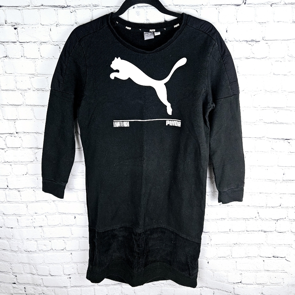 PUMA | crewneck long sleeve corduroy detail sweatshirt dress